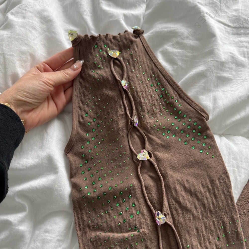 Poster Girl Rhinestone Janice jumpsuit shiitake